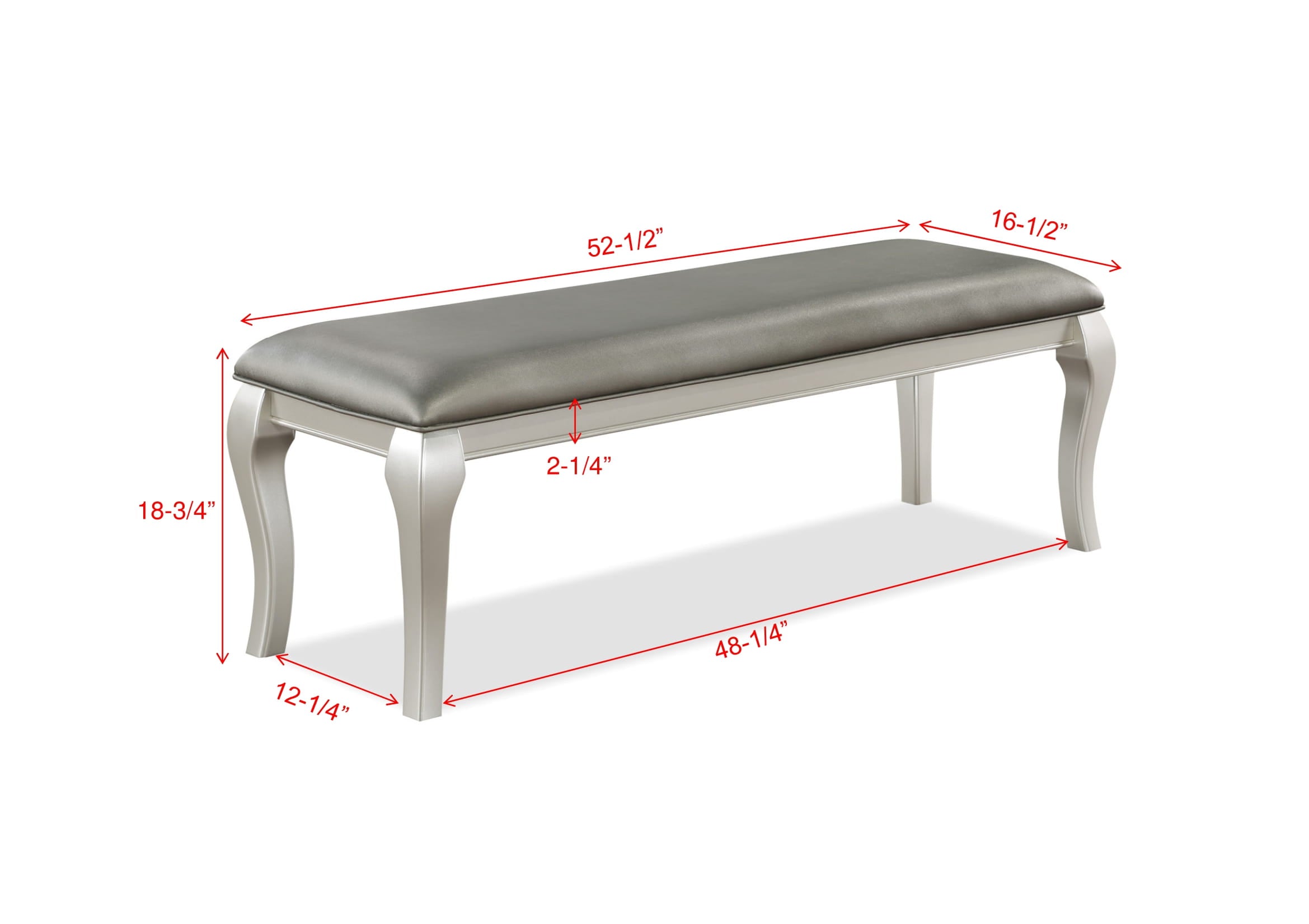 Caldwell Silver Champagne Dining Bench - MyWaynesHome #