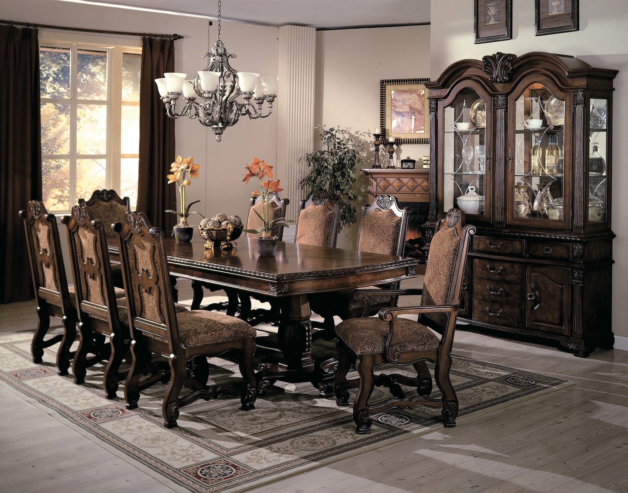 Neo Renaissance Brown Formal Extendable Dining Table - MyWaynesHome #