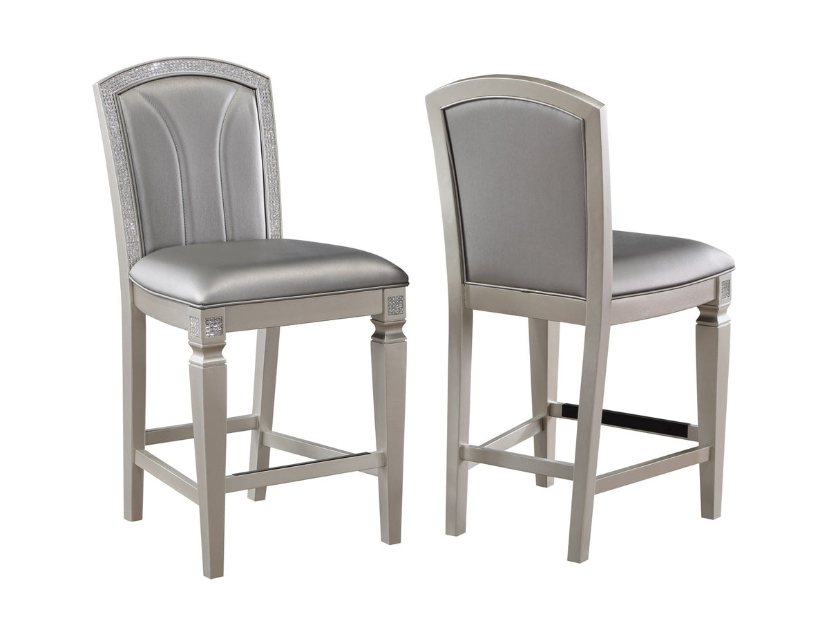 Klina Silver Champagne Counter Height Chair, Set of 2 - MyWaynesHome #