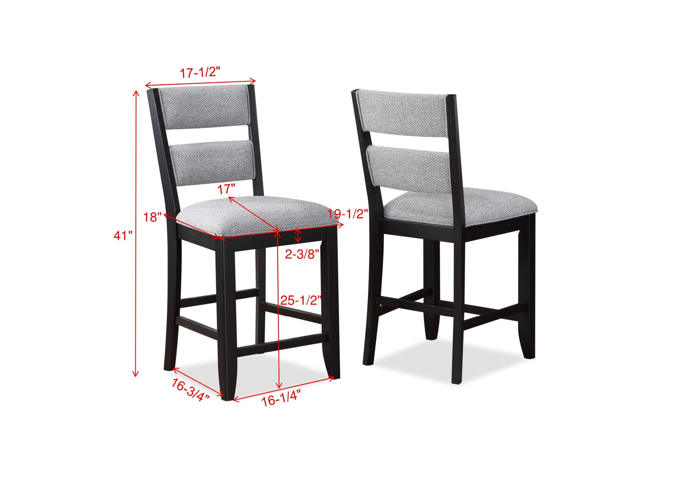 Frey Black/Gray Counter Height Chair, Set of 2 - MyWaynesHome #