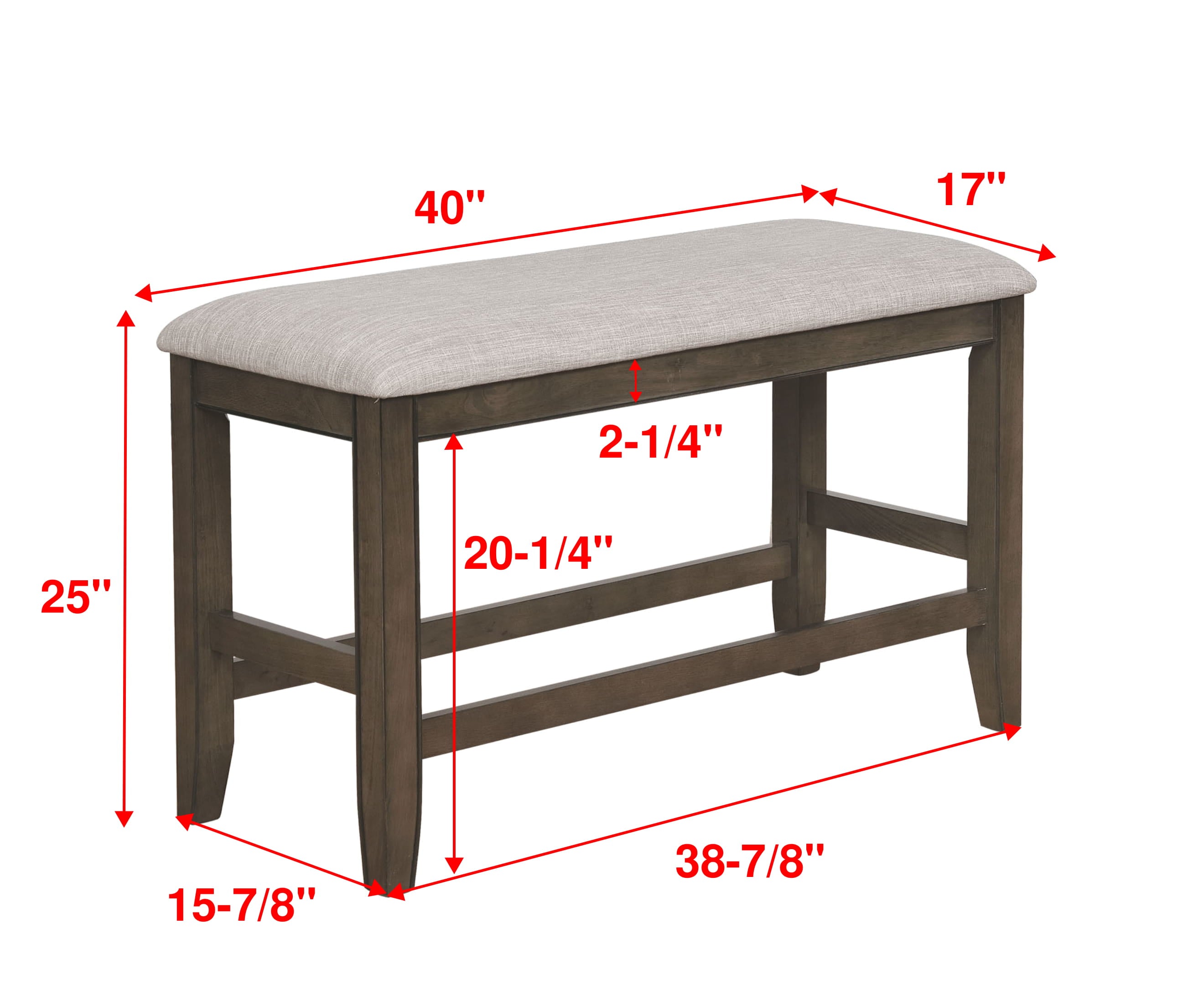 Fulton Gray Counter Height Dining Bench - MyWaynesHome #