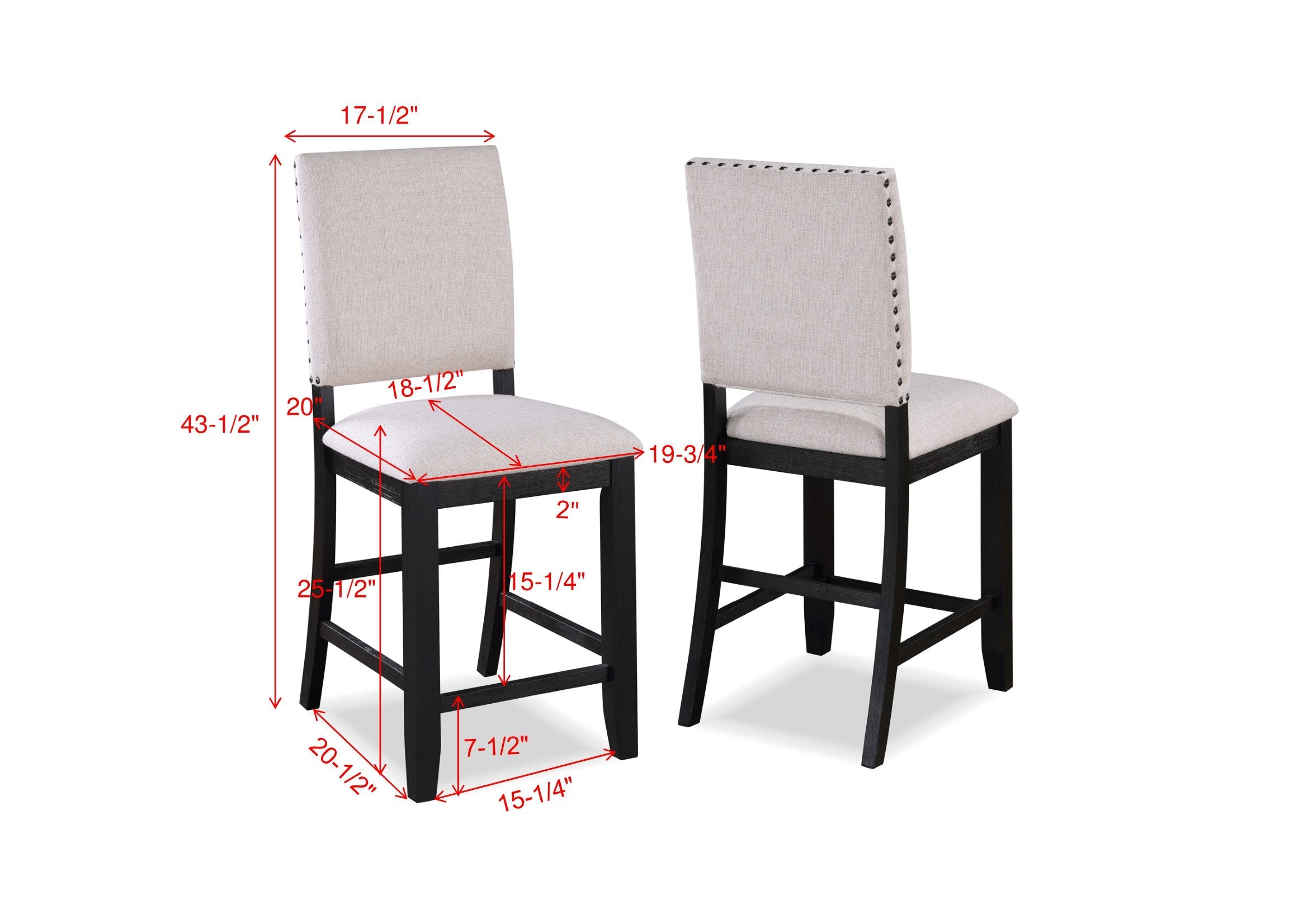 Regent Charcoal Black Counter Height Chair, Set of 2 - MyWaynesHome #
