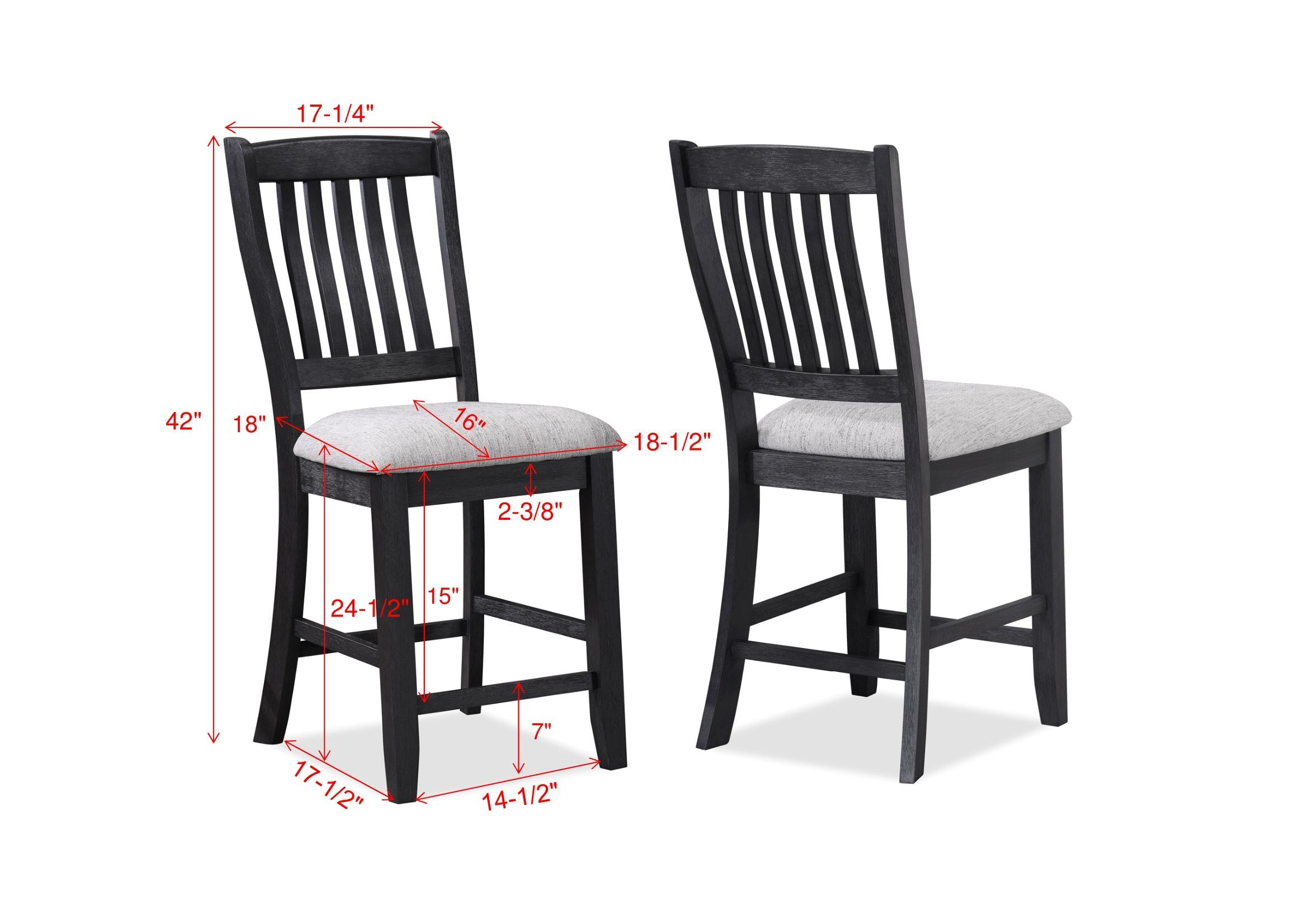 Buford Charcoal Black/Light Gray Counter Height Chair, Set of 2 - MyWaynesHome #