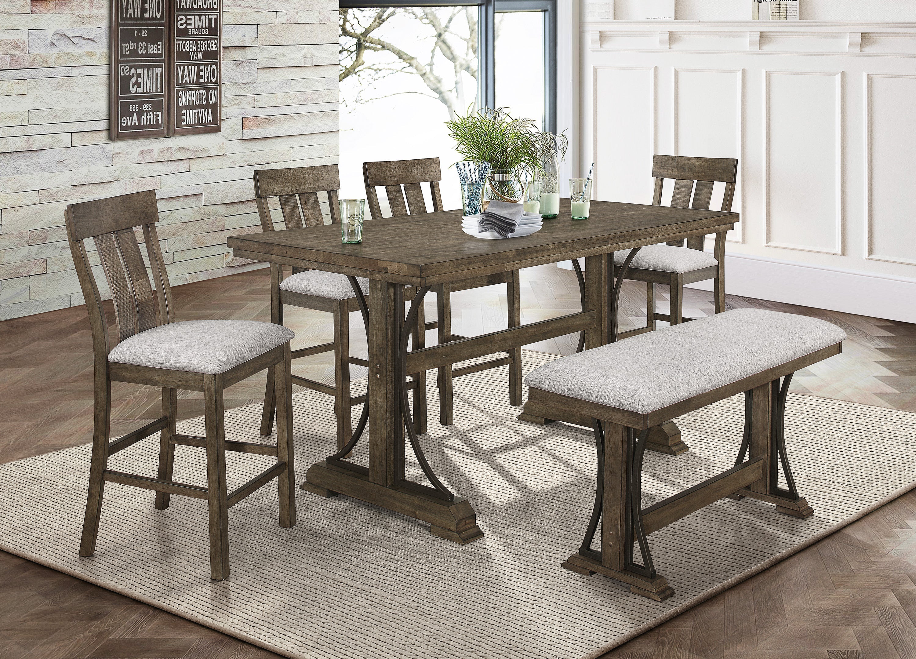 Quincy Grayish Brown Counter Height Dining Set - MyWaynesHome #