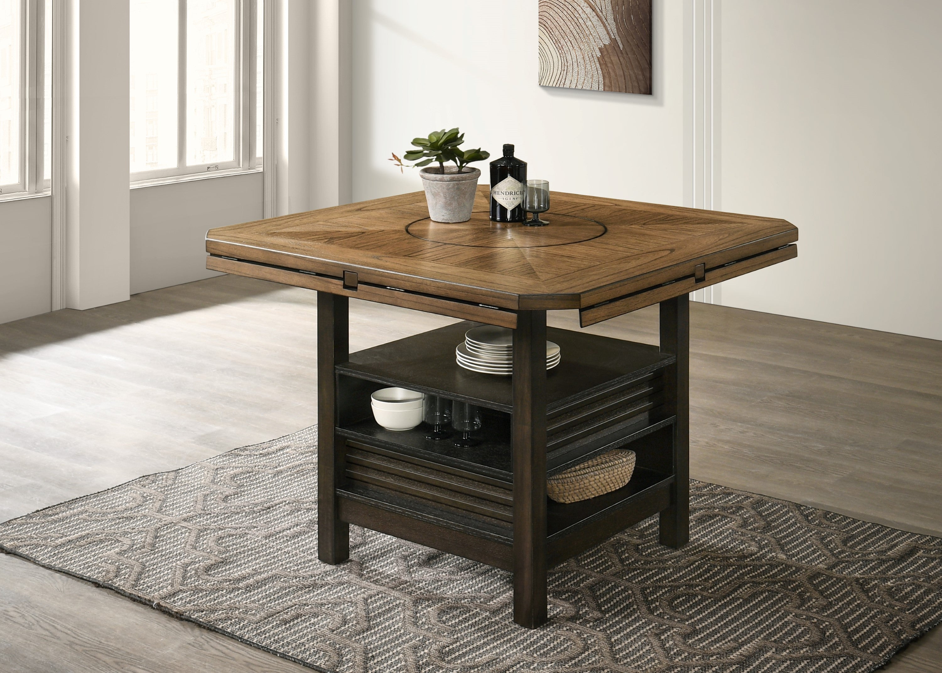 Oakly Brown Round/Square Counter Height Table - MyWaynesHome #