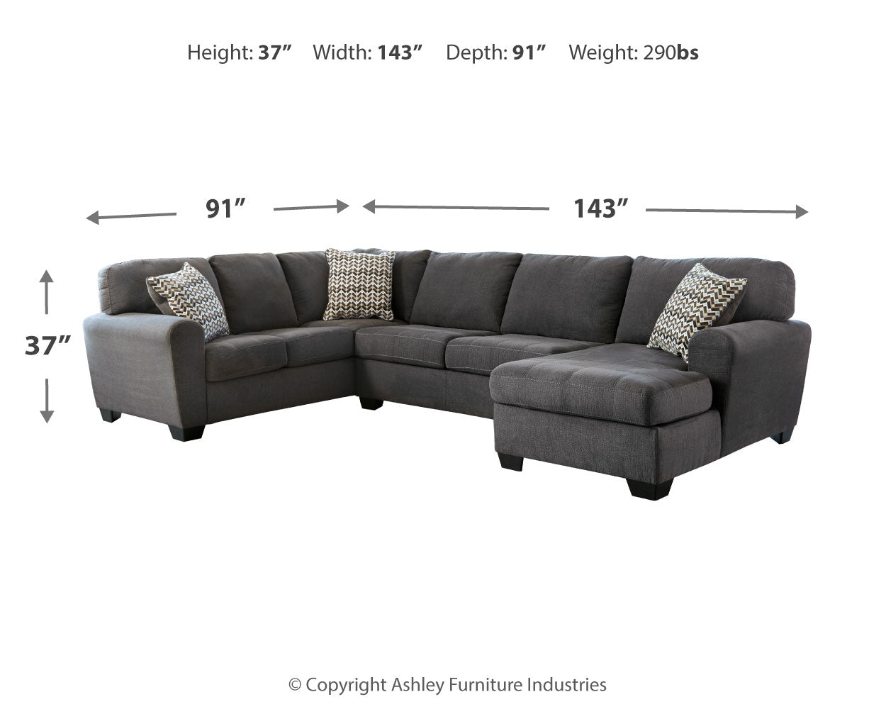 Ambee 3-Piece Sectional with Chaise and Ottoman