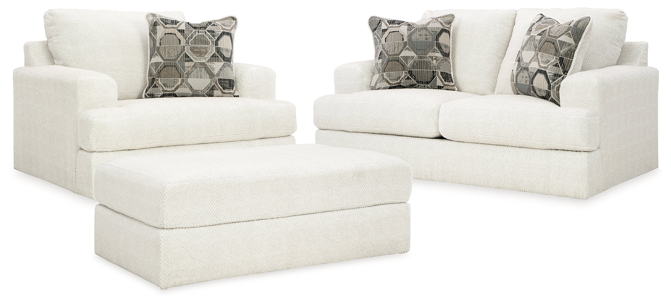 Karinne Loveseat, Oversized Chair and Accent Ottoman