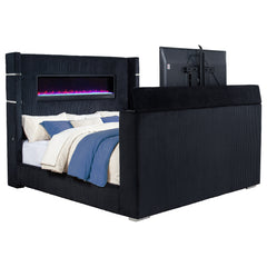 Tisdall Eastern King Flame Visualizer Wingback Tv Bed Black