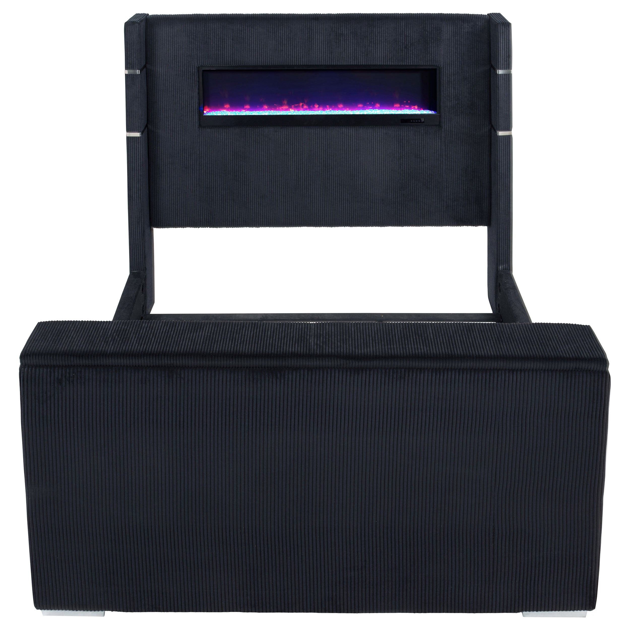 Tisdall Eastern King Flame Visualizer Wingback Tv Bed Black