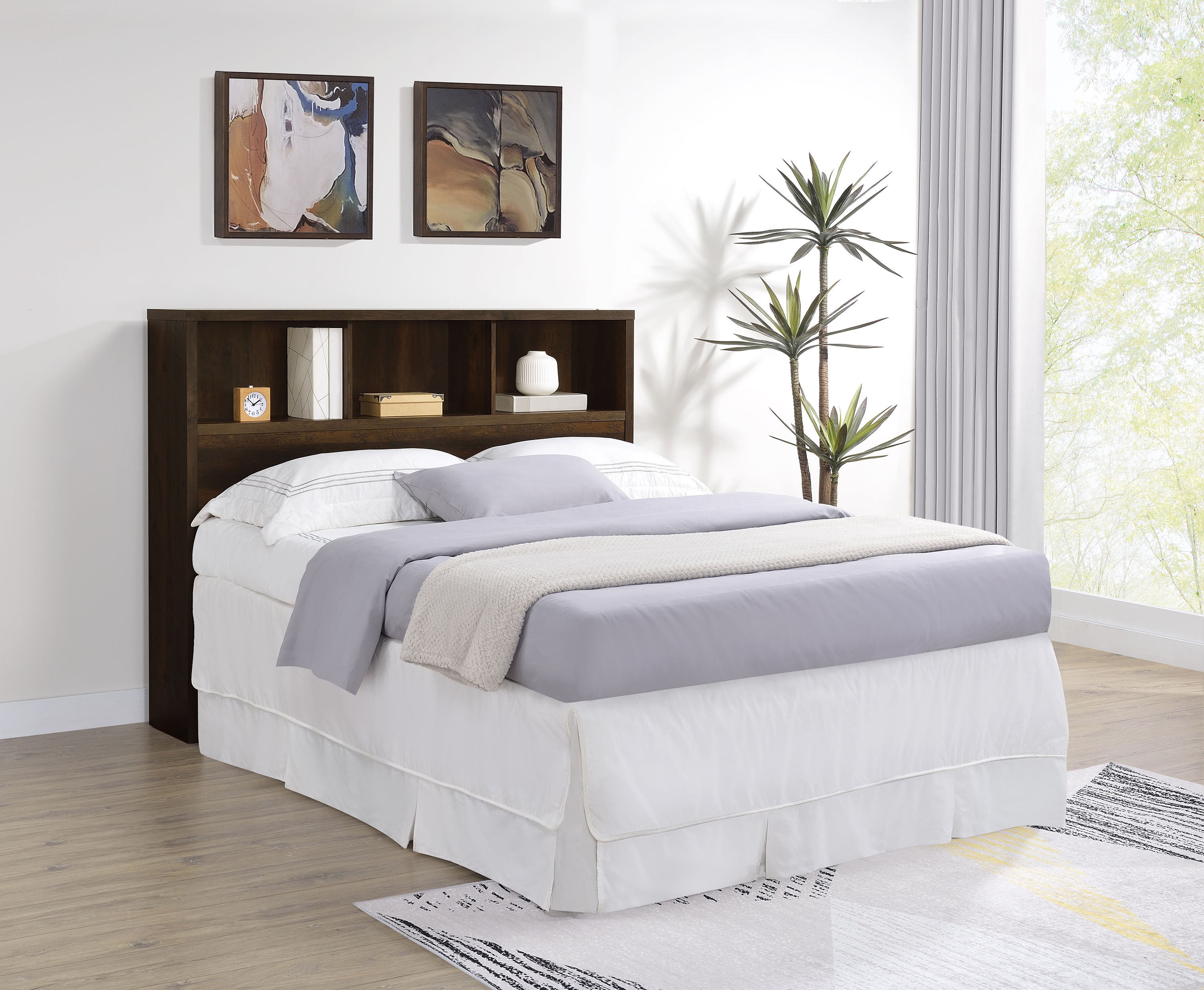 Westpark 49-inch Queen Bookcase Headboard Dark Pine