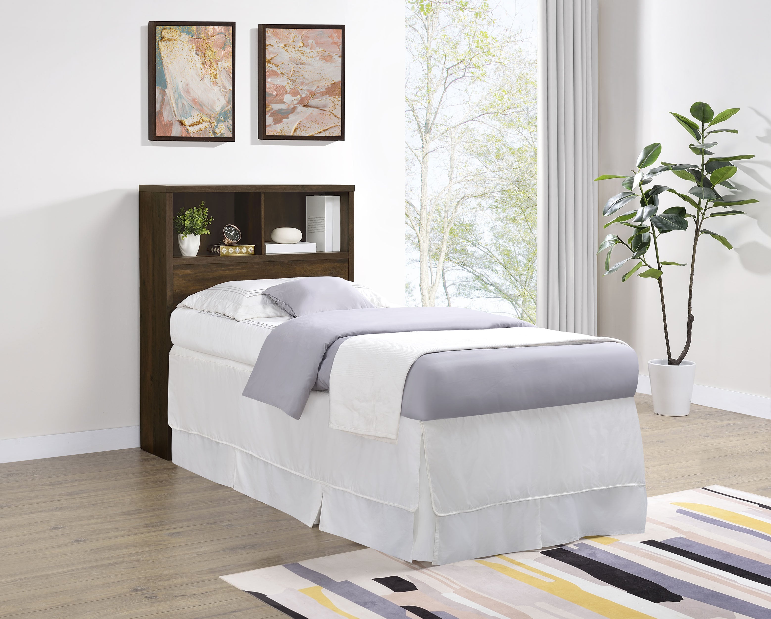 Westpark 49-inch Twin Bookcase Headboard Dark Pine