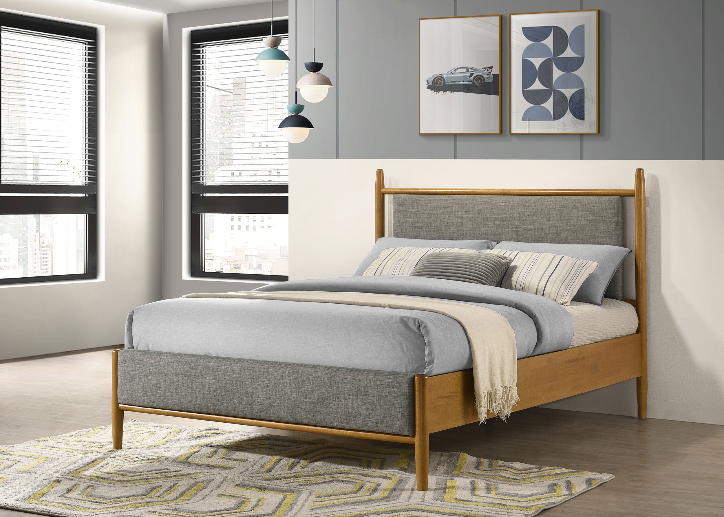 Mason 46-inch Full Panel Platform Bed Grey And Light Brown
