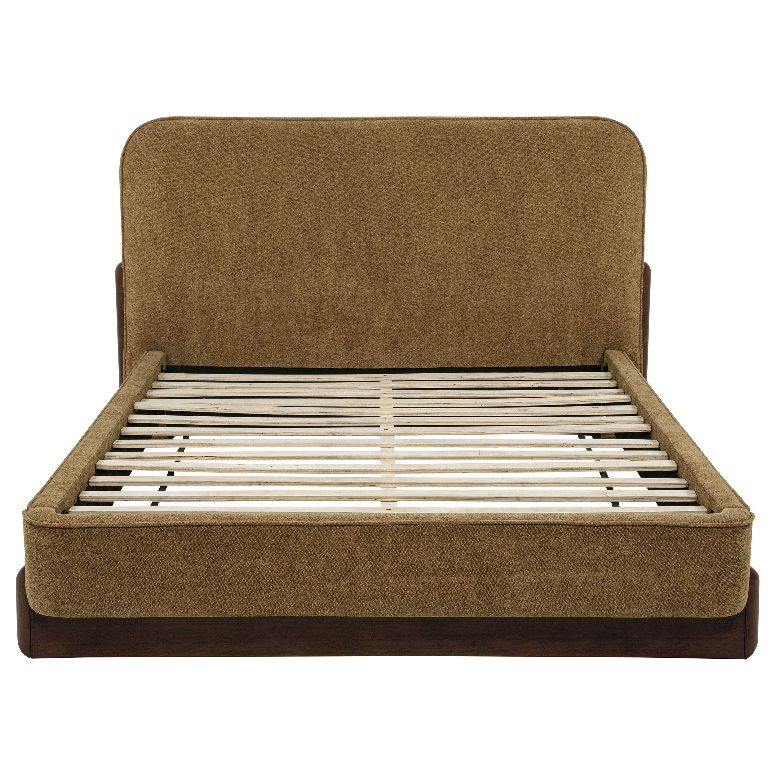 Baldacci Upholstered Eastern King Platform Bed Curry And Walnut