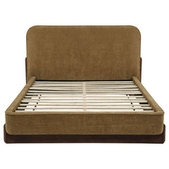 Baldacci Upholstered Eastern King Platform Bed Curry And Walnut