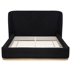 Blaire Upholstered Queen Wingback Platform Bed Black