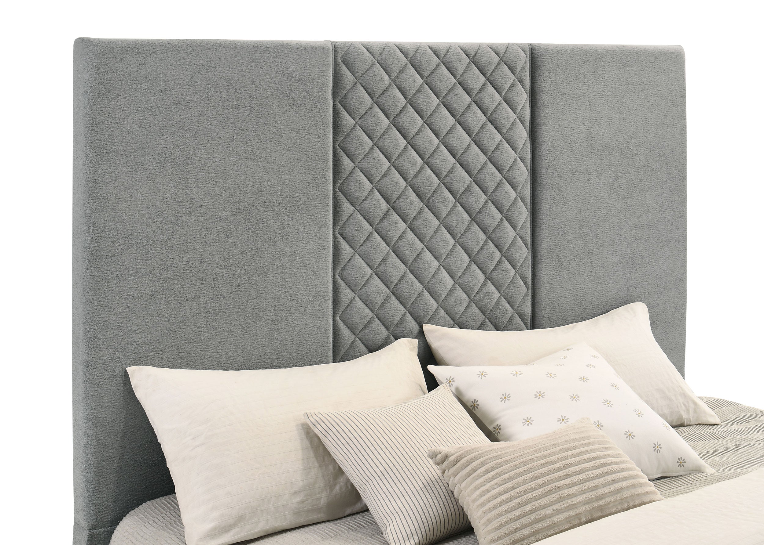 Tara 61-inch Upholstered Eastern King Panel Tv Bed Grey