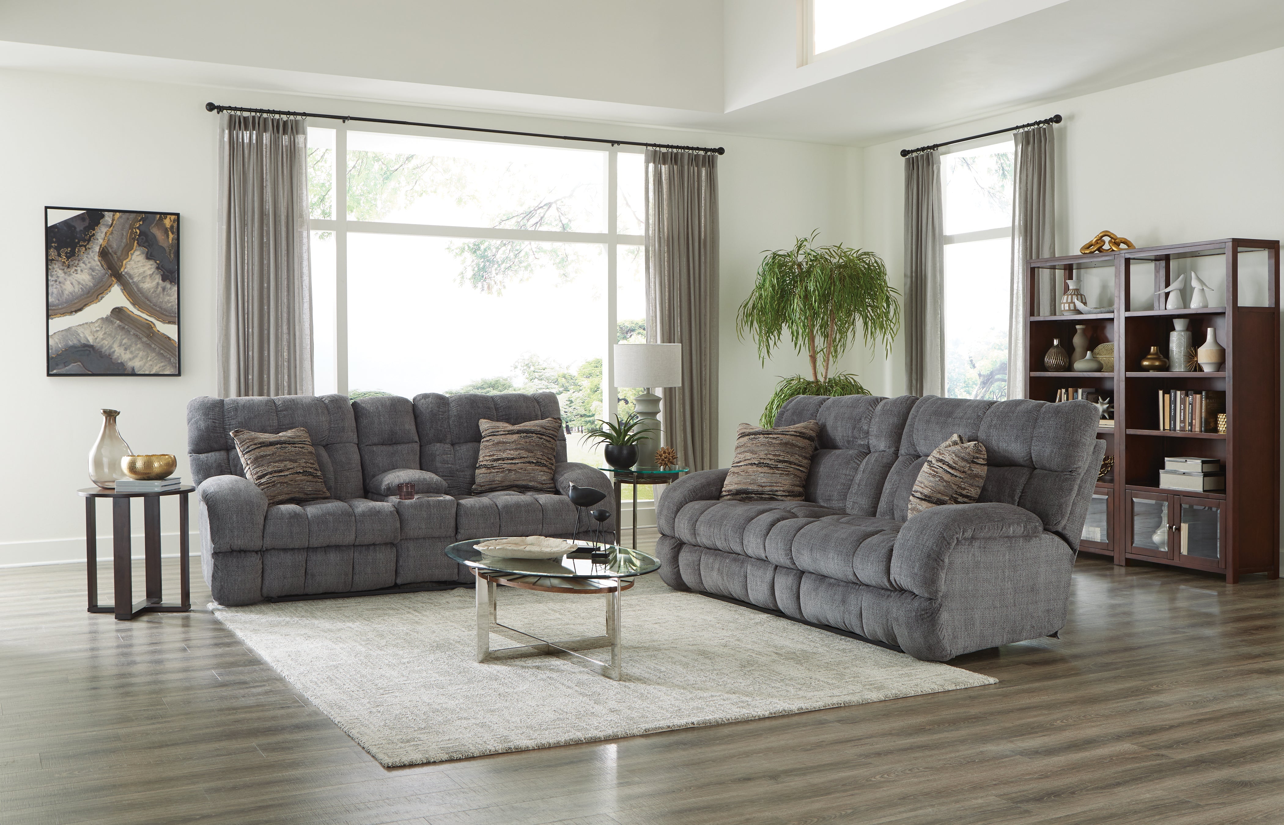 Ashland 2 Piece Reclining Sofa and Loveseat - Granite/Night