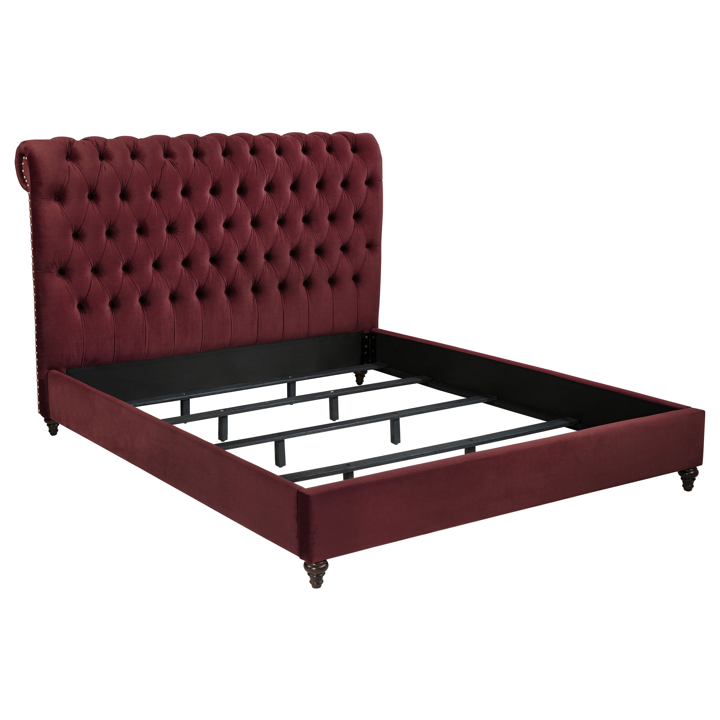 Devon 5-piece Eastern King Bedroom Set Wine Red And Dark Oak