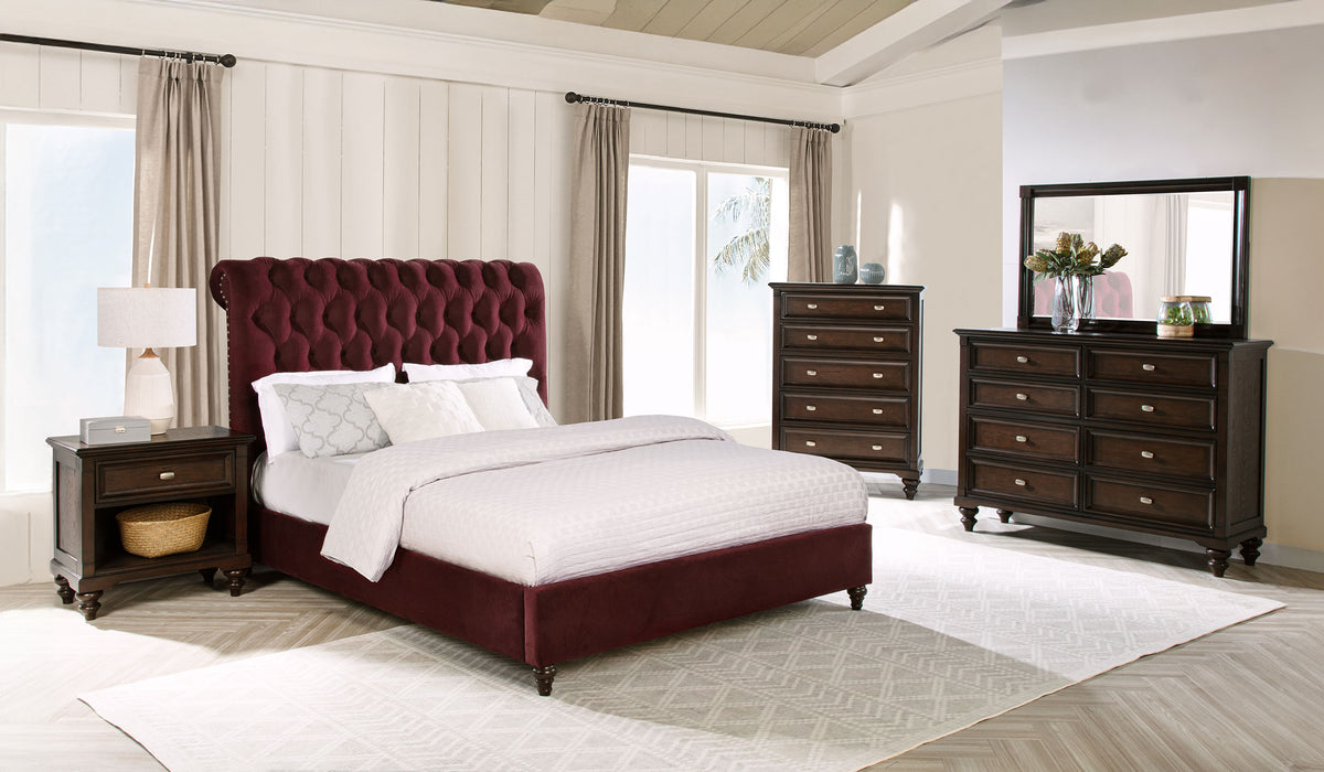 Devon 5-piece California King Bedroom Set Red And Dark Oak