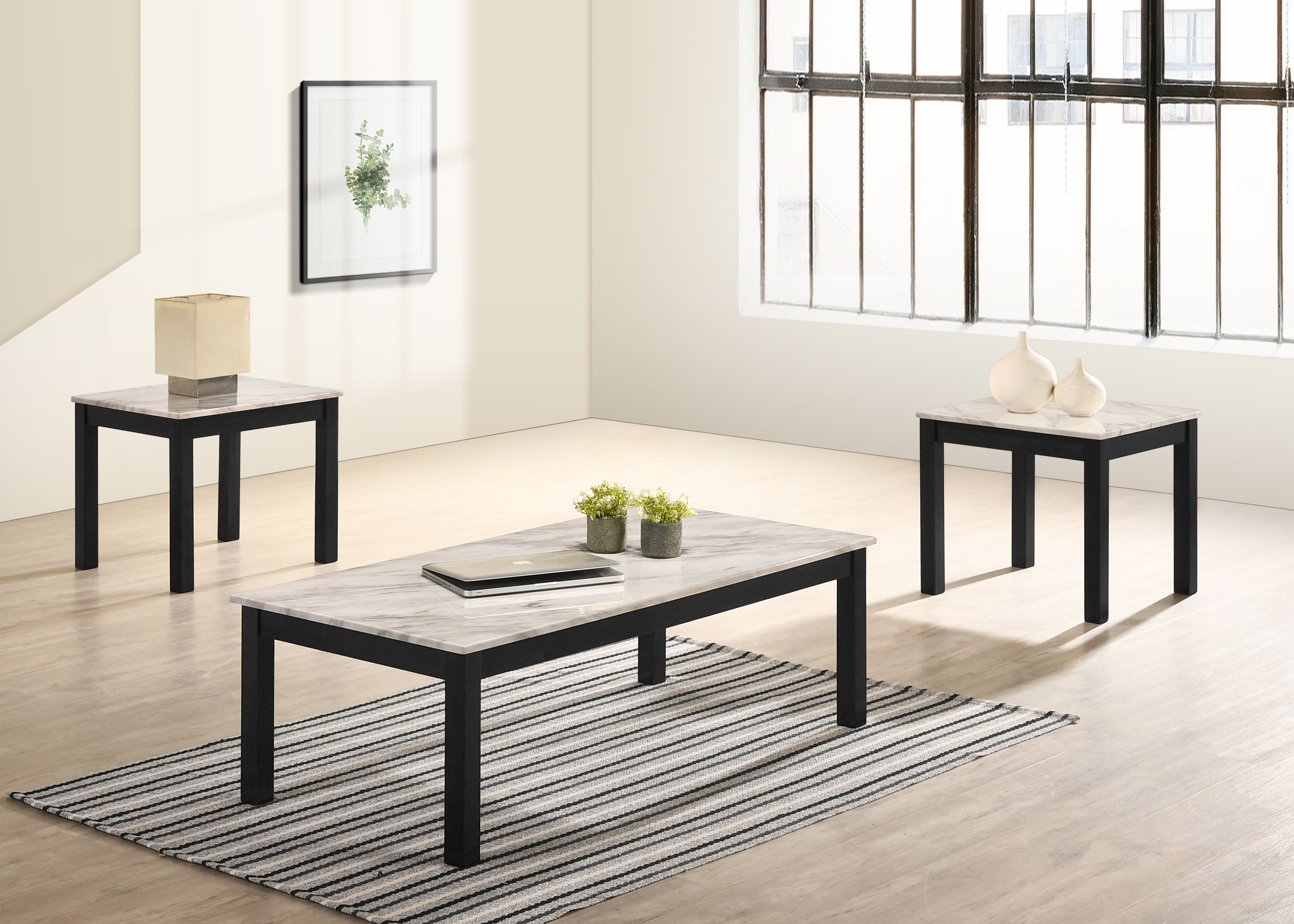 Thurner Marble White 3-Piece Coffee Table Set - MyWaynesHome #