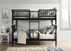 Abram Windsor Twin Over Twin Wood Bunk Bed With Ladder Black