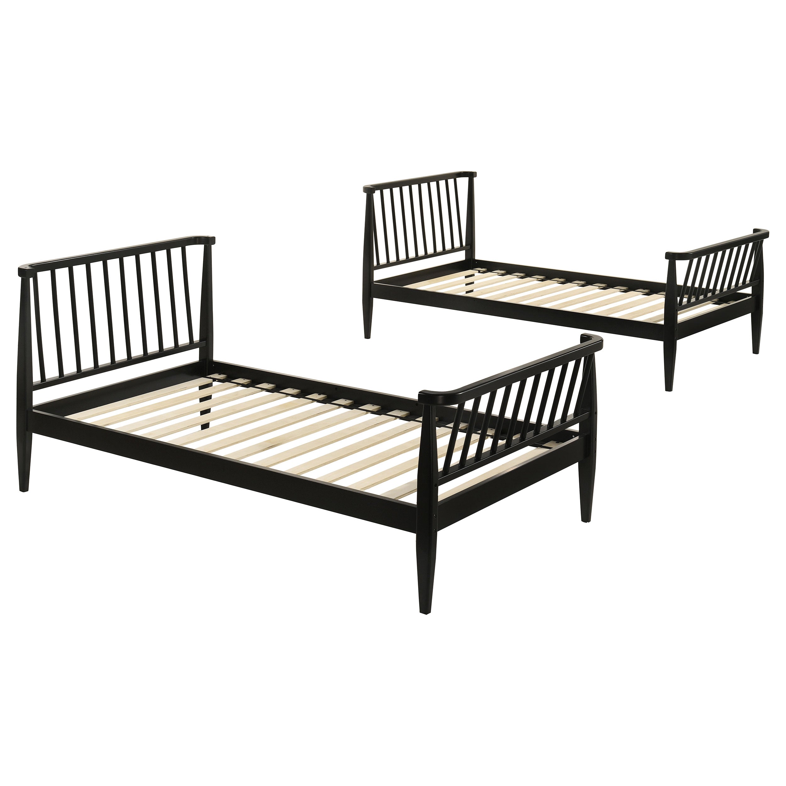 Abram Windsor Twin Over Twin Wood Bunk Bed With Ladder Black