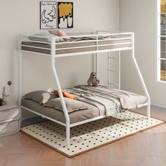 Alevera Metal Twin Over Full Bunk Bed With Ladder White