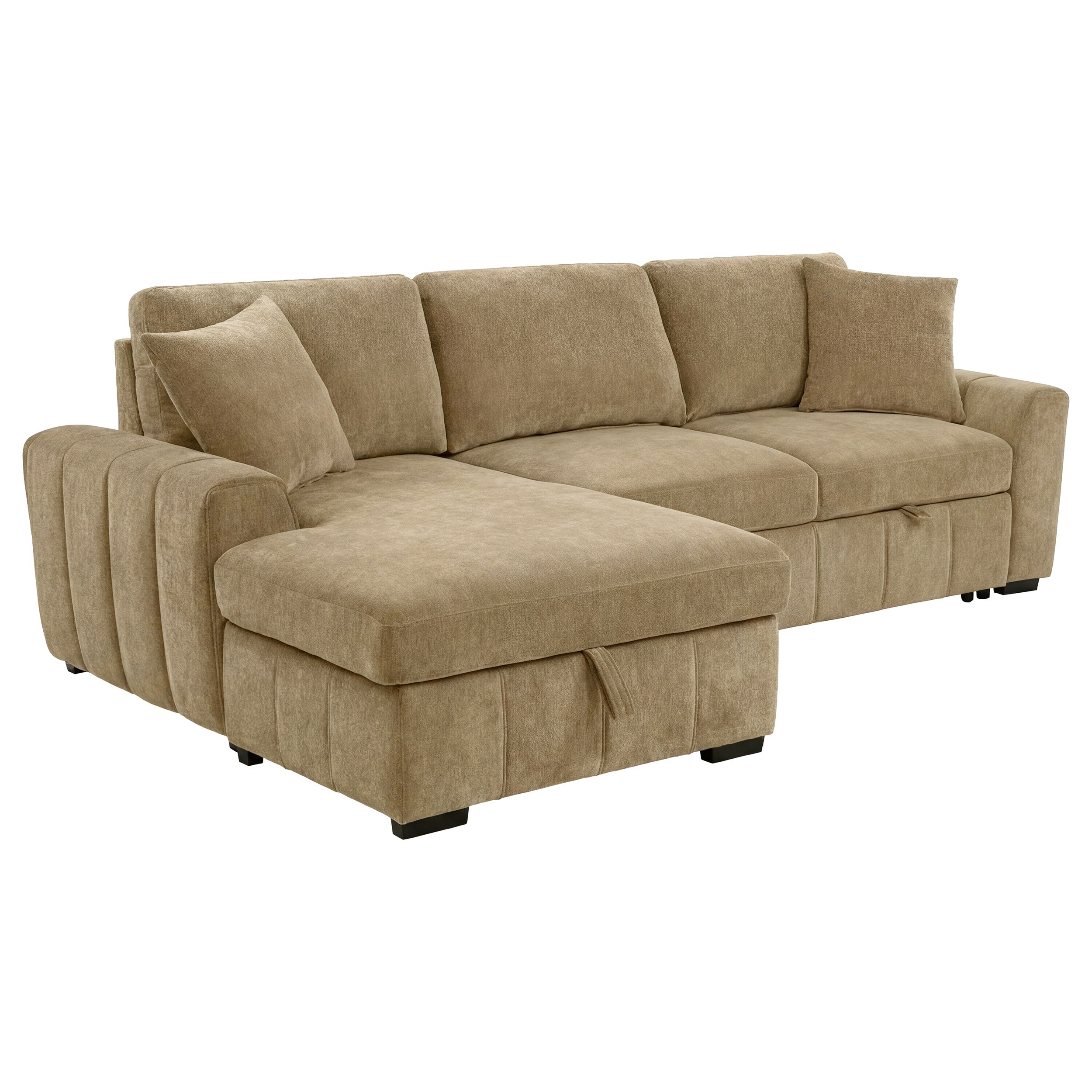 Pastrana Upholstered Sleeper Sectional Sofa Laf Chaise Camel