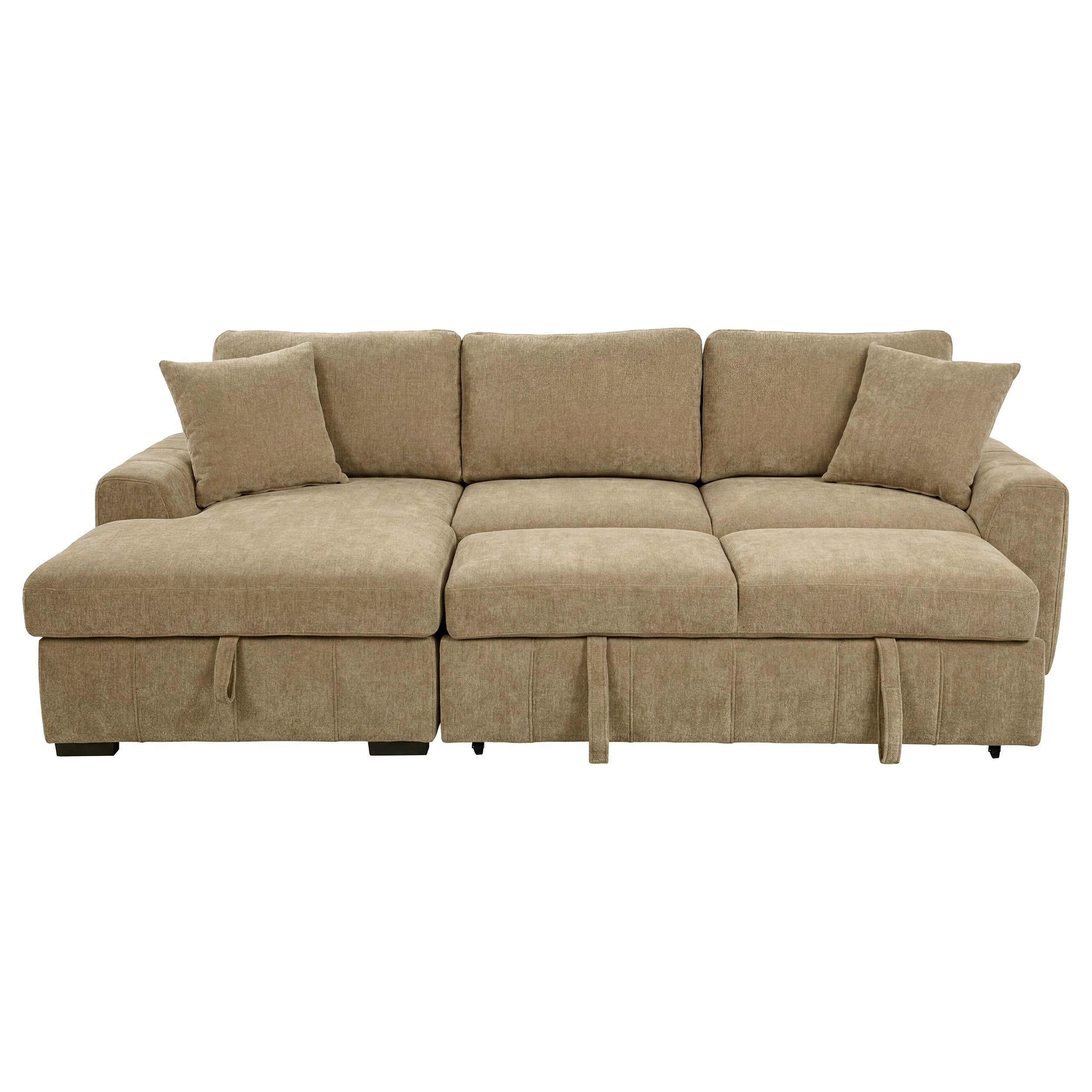 Pastrana Upholstered Sleeper Sectional Sofa Laf Chaise Camel
