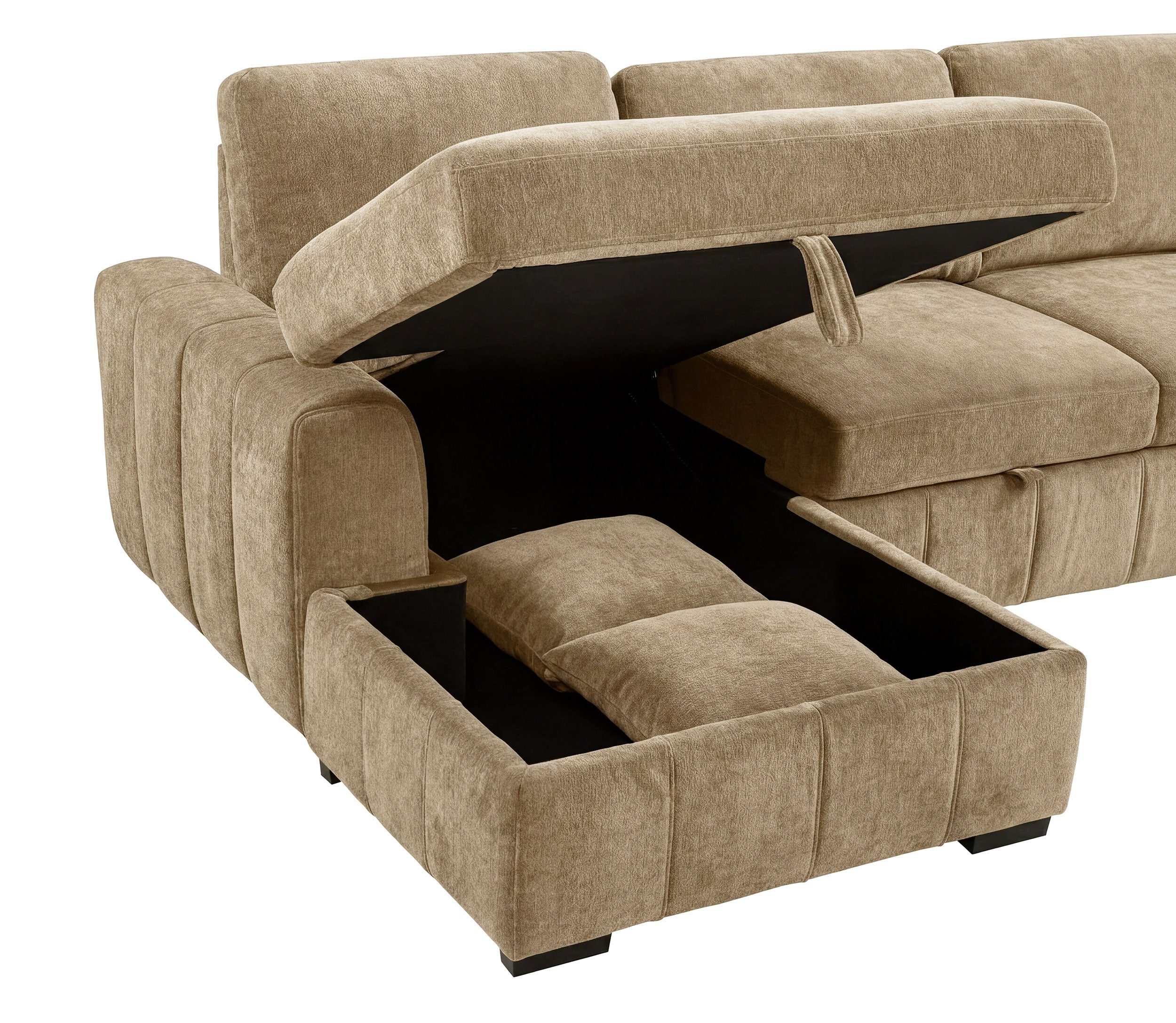 Pastrana Upholstered Sleeper Sectional Sofa Laf Chaise Camel