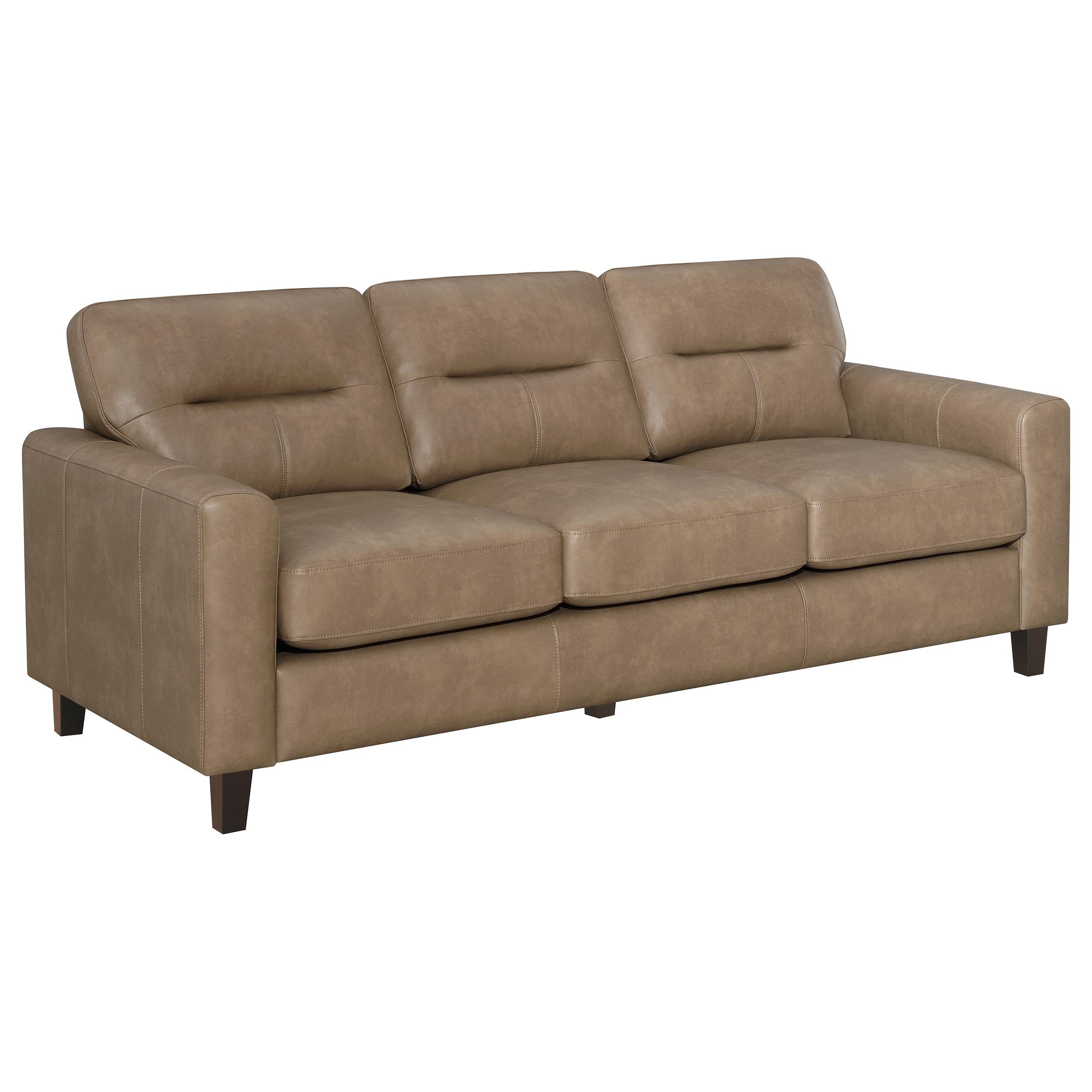Scotland 2-piece Faux Leather Upholstered Sofa Set Brown