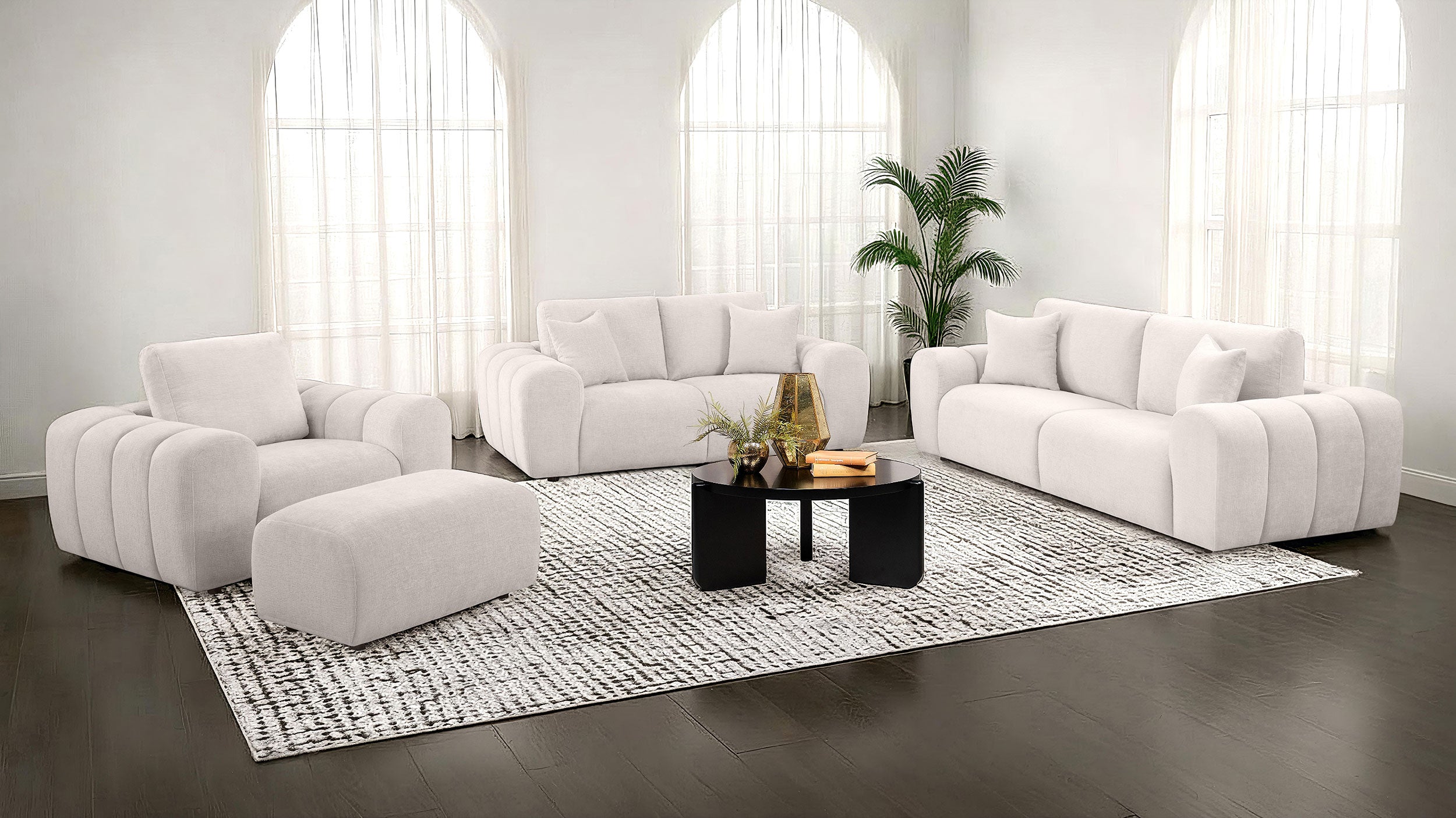 Burnett Chenille Upholstered Wide Arm Loveseat Ivory