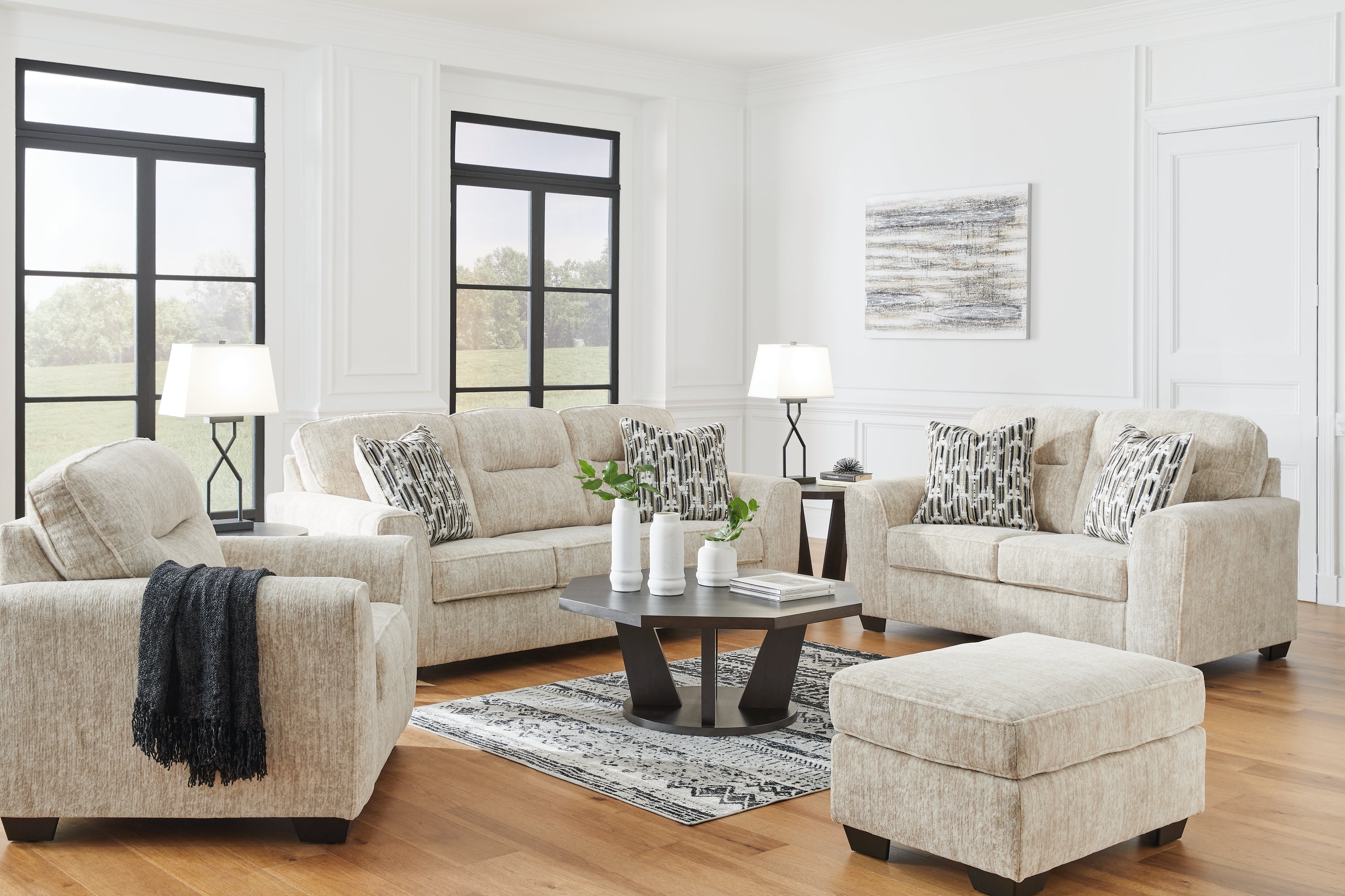 Lonoke Sofa, Loveseat, Oversized Chair and Ottoman