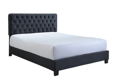 Ezra Charcoal King Upholstered Panel Bed - MyWaynesHome #