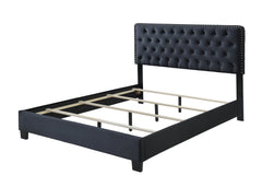 Ezra Charcoal King Upholstered Panel Bed - MyWaynesHome #