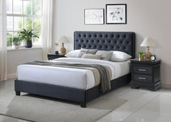 Ezra Charcoal King Upholstered Panel Bed - MyWaynesHome #