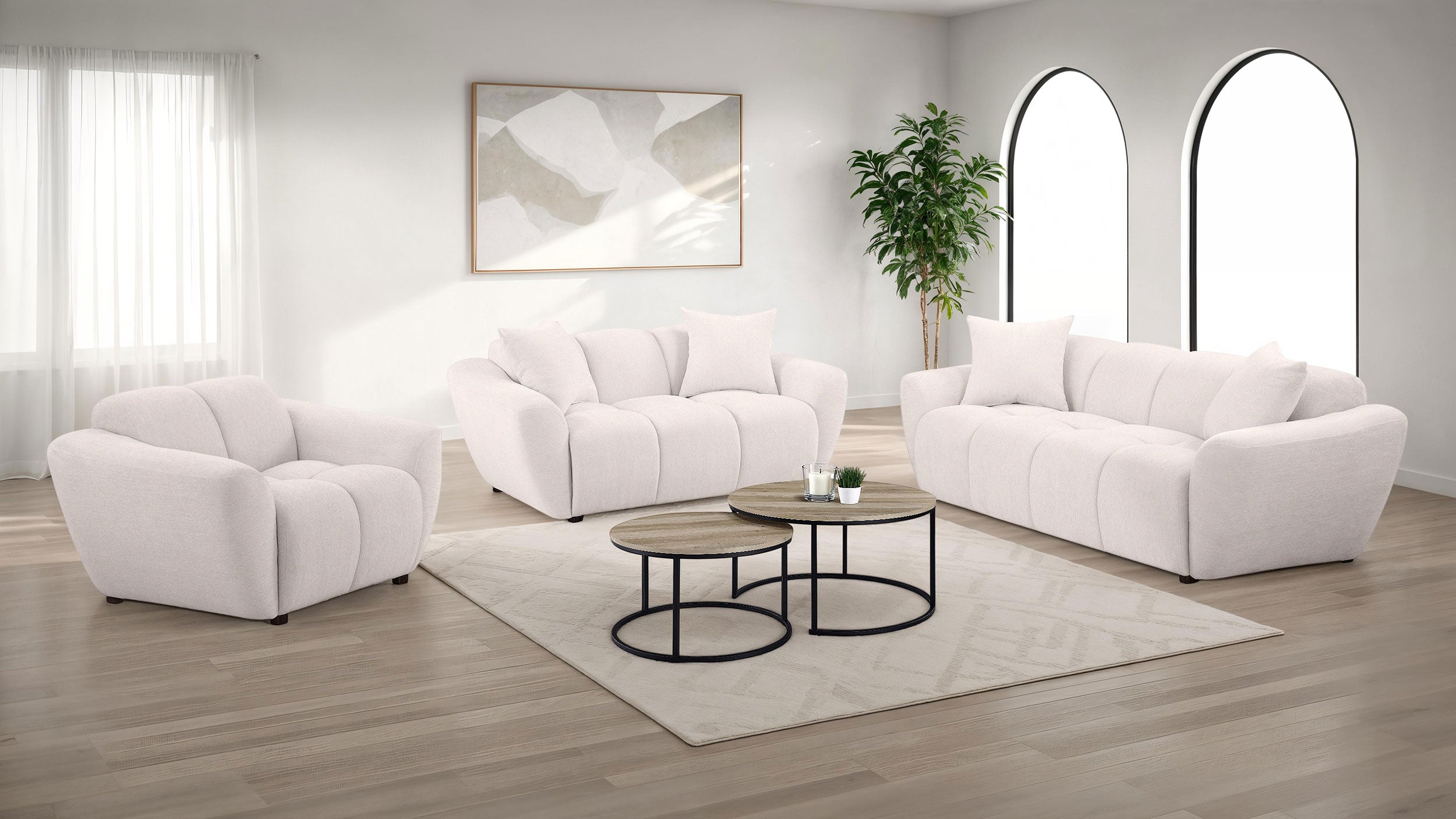 Destino Chenille Upholstered Splayed Arm Accent Chair Greige