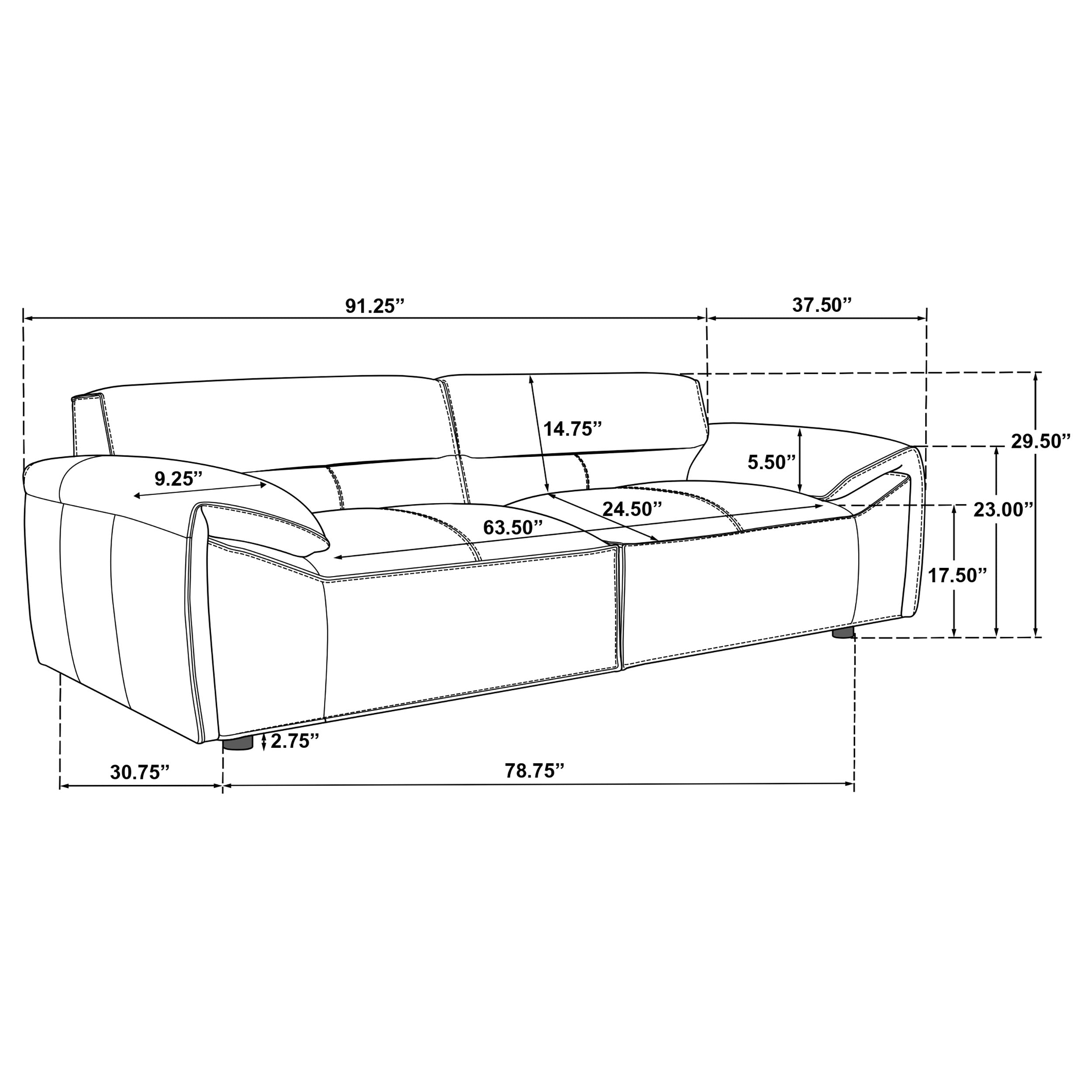 Buxton Top Grain Leather Upholstered Sofa Orange