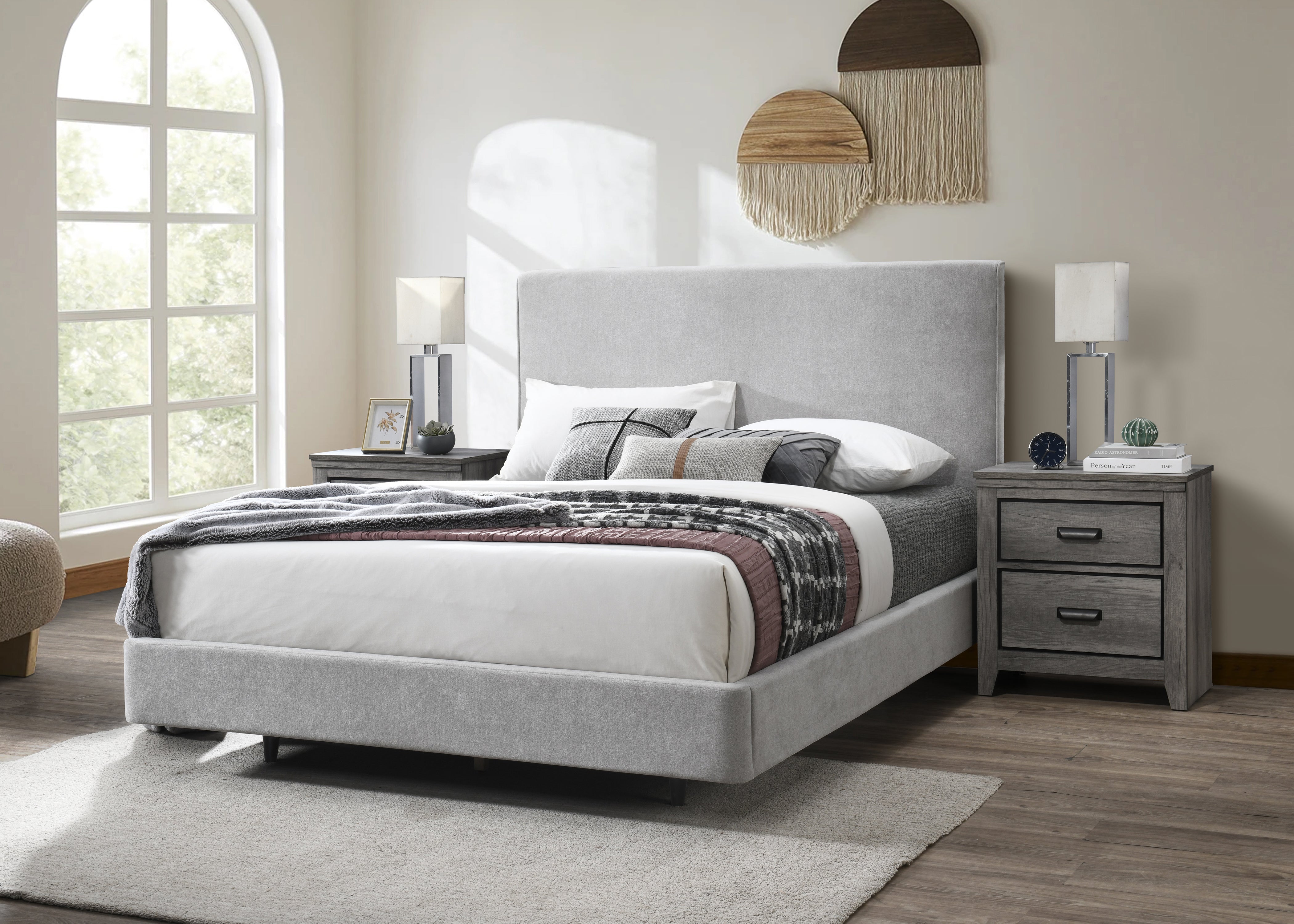 Nirvana Gray Queen Upholstered Floating Bed - MyWaynesHome #