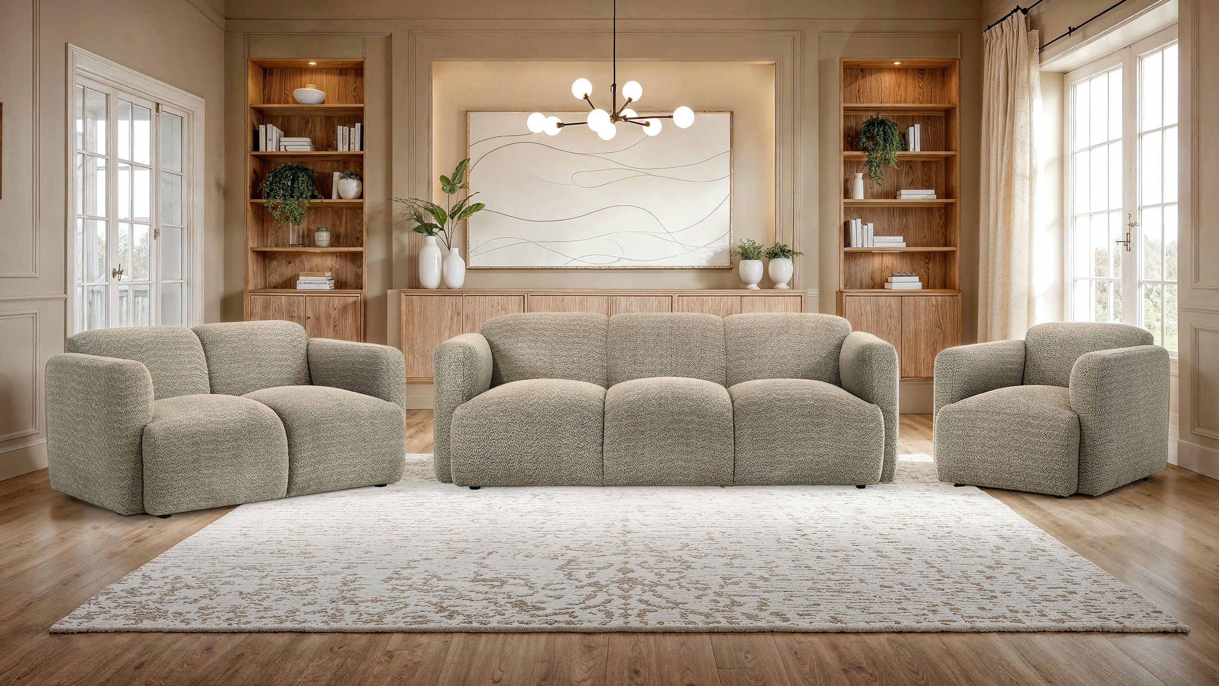 Dorset Fabric Upholstered Round Track Arm Loveseat Brown