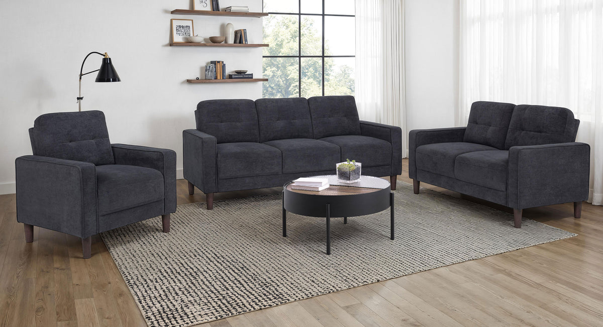 Bowen Ii 3-piece Upholstered Track Arm Sofa Set Steel Grey