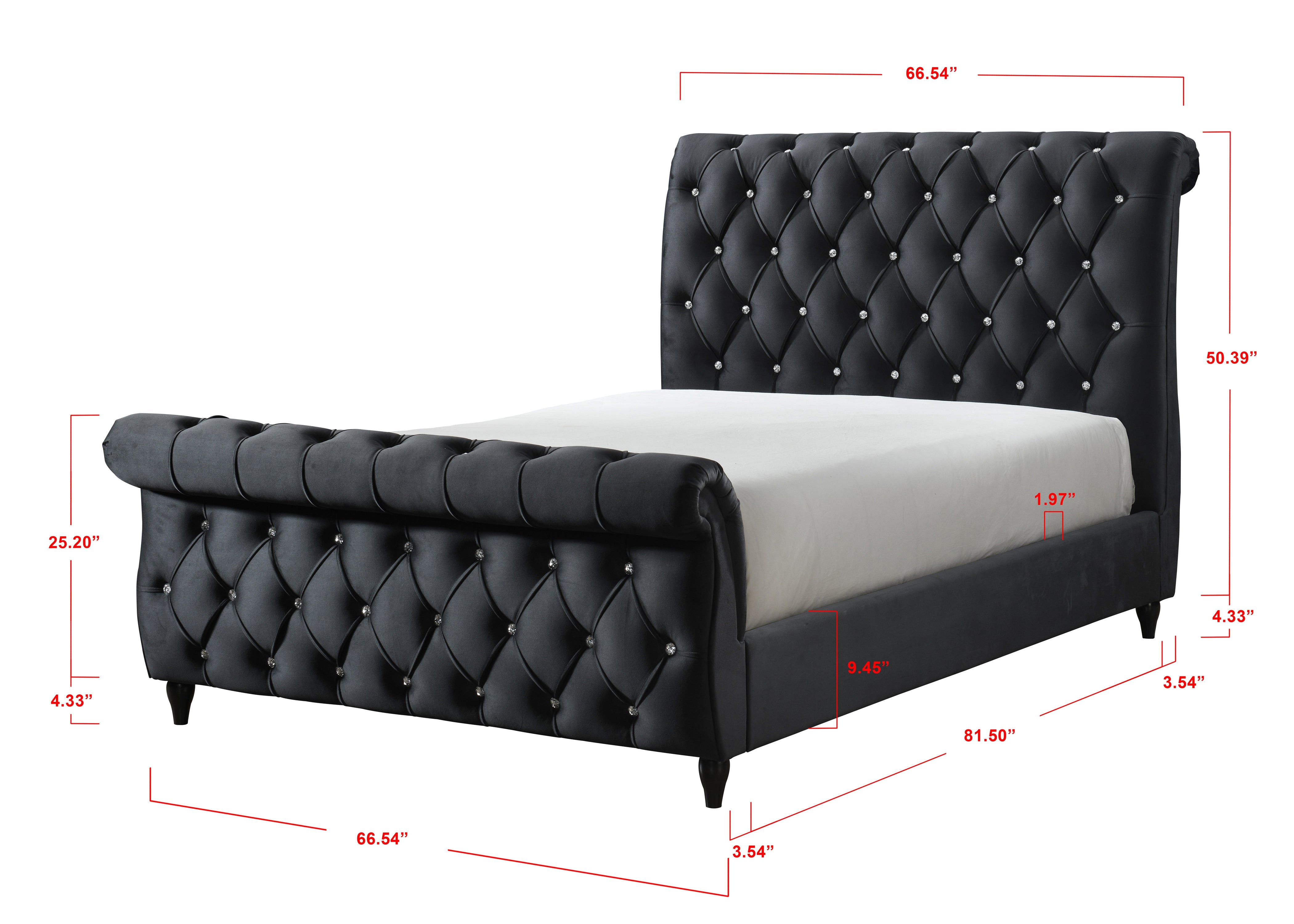 Kyrie Black Queen Upholstered Bed - MyWaynesHome #