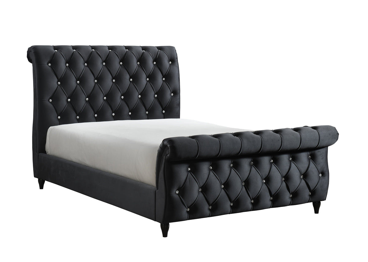 Kyrie Black Queen Upholstered Bed - MyWaynesHome #
