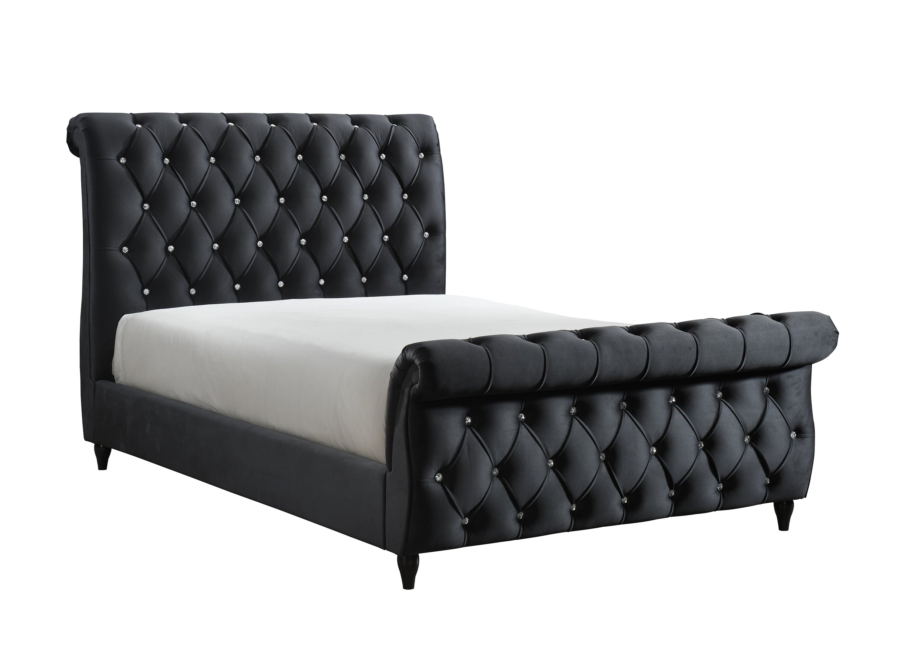 Kyrie Black King Upholstered Bed - MyWaynesHome #