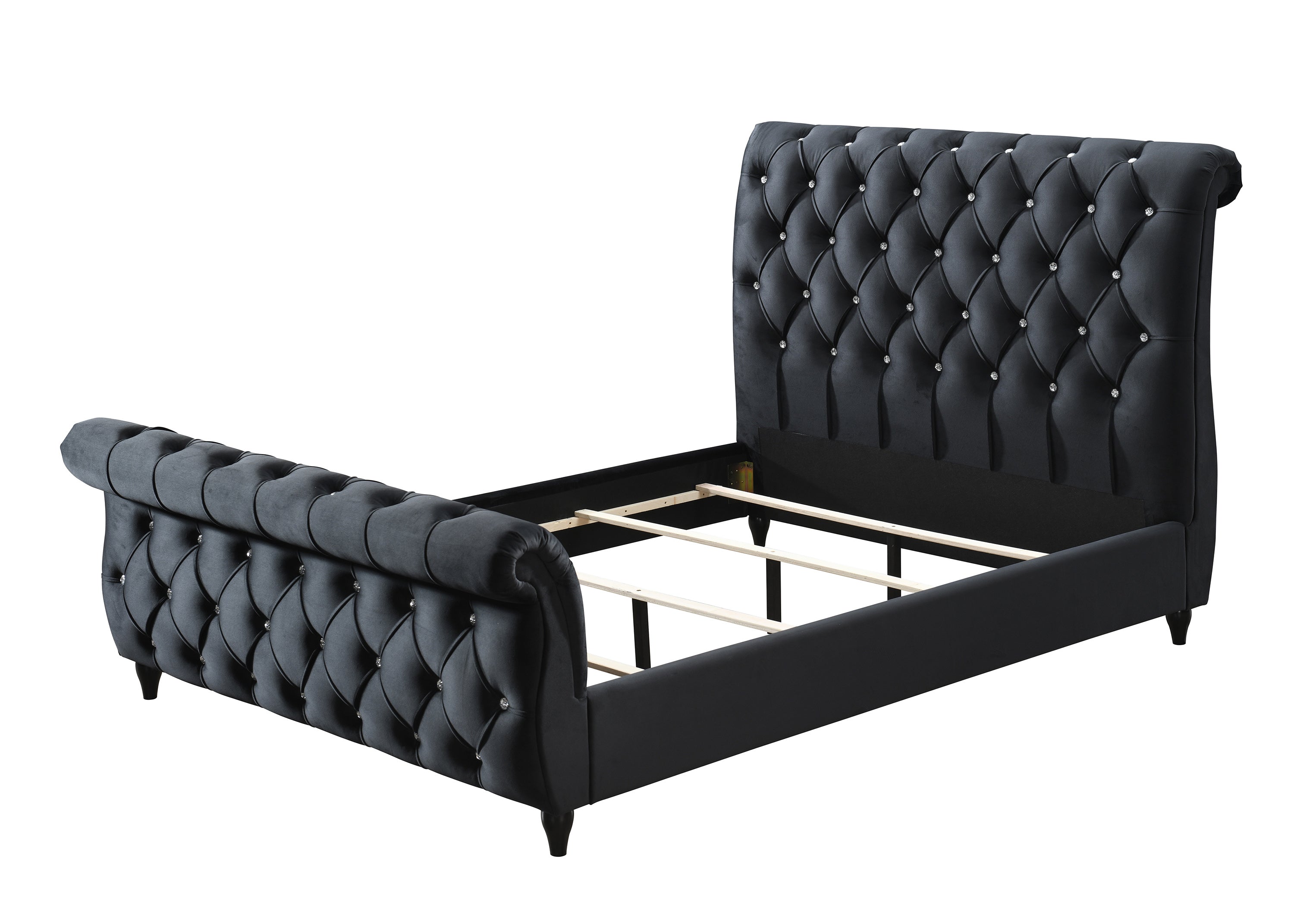 Kyrie Black King Upholstered Bed - MyWaynesHome #