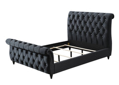 Kyrie Black King Upholstered Bed - MyWaynesHome #