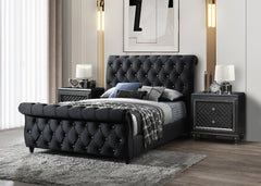 Kyrie Black King Upholstered Bed - MyWaynesHome #