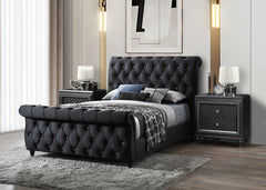 Kyrie Black Queen Upholstered Bed - MyWaynesHome #