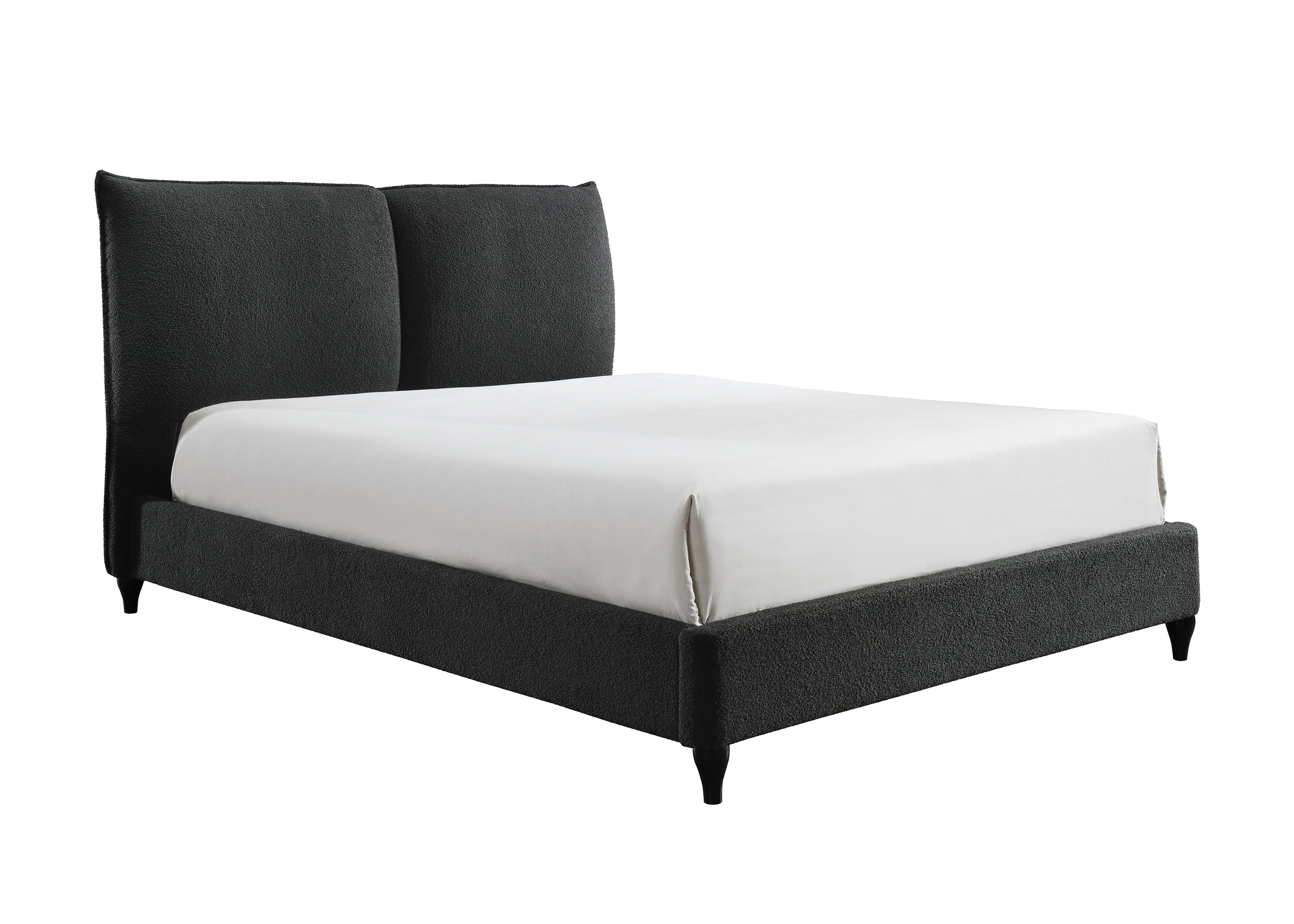 Jenn Charcoal Boucle Queen Upholstered Platform Bed - MyWaynesHome #