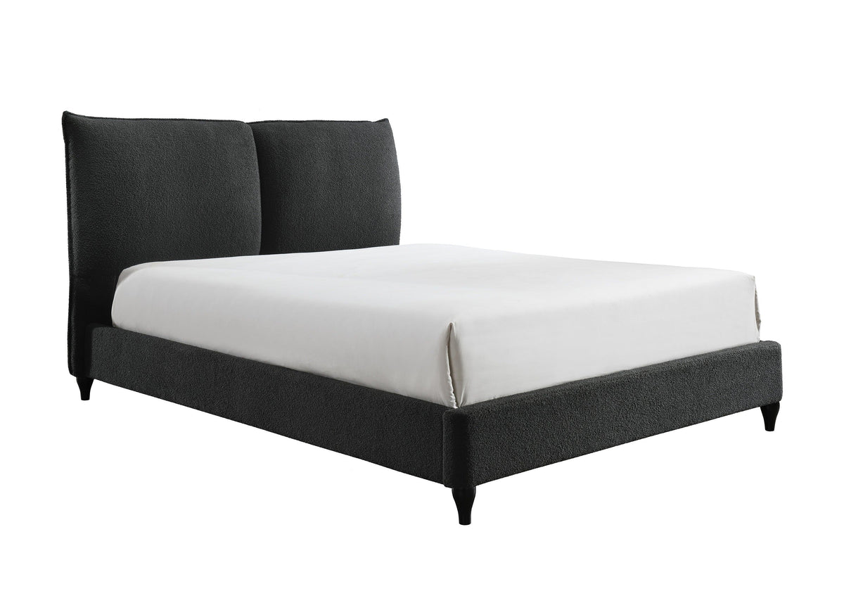 Jenn Charcoal Boucle Queen Upholstered Platform Bed - MyWaynesHome #